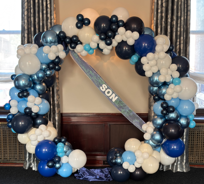 Custom circle balloon arch by Le Doré Balloon Design LLC, luxury event décor for parties and weddings in Chester County and Montgomery County PA